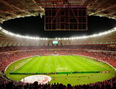 Vista do estádio Beira-Rio, casa do Internacional, em Porto Alegre.