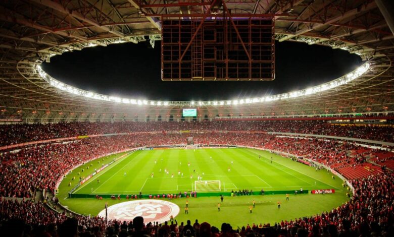 Vista do estádio Beira-Rio, casa do Internacional, em Porto Alegre.