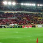 Jogadores do Internacional em partida contra o Santa Fe pela Copa Libertadores de 2015.